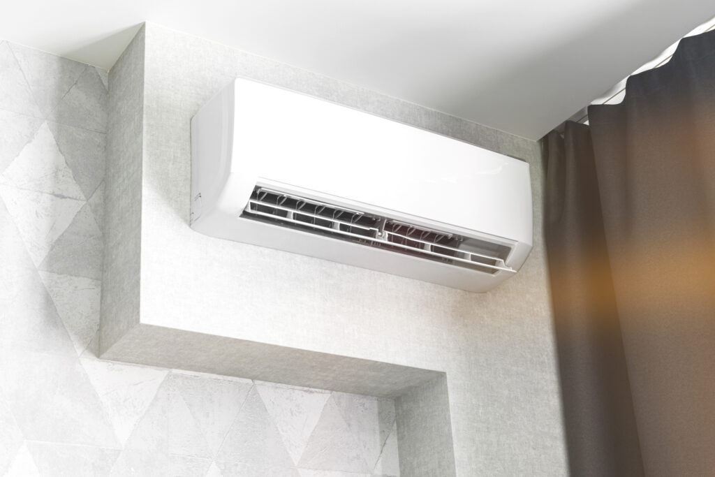 newly installed mini-split unit on a wall