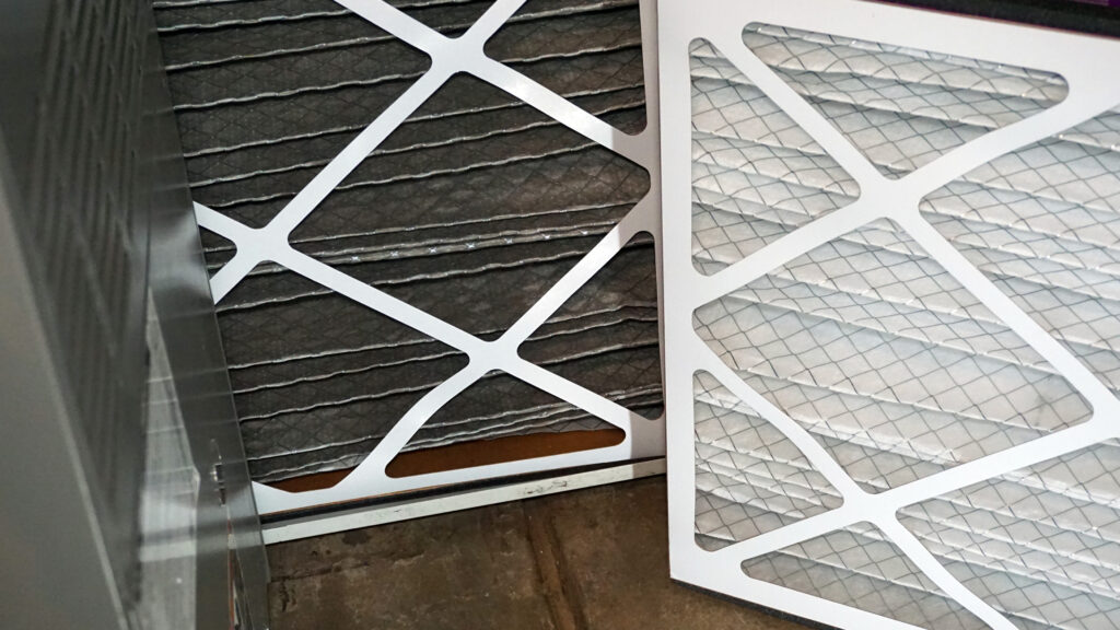 Comparison of a dirty air filter and a clean, new one